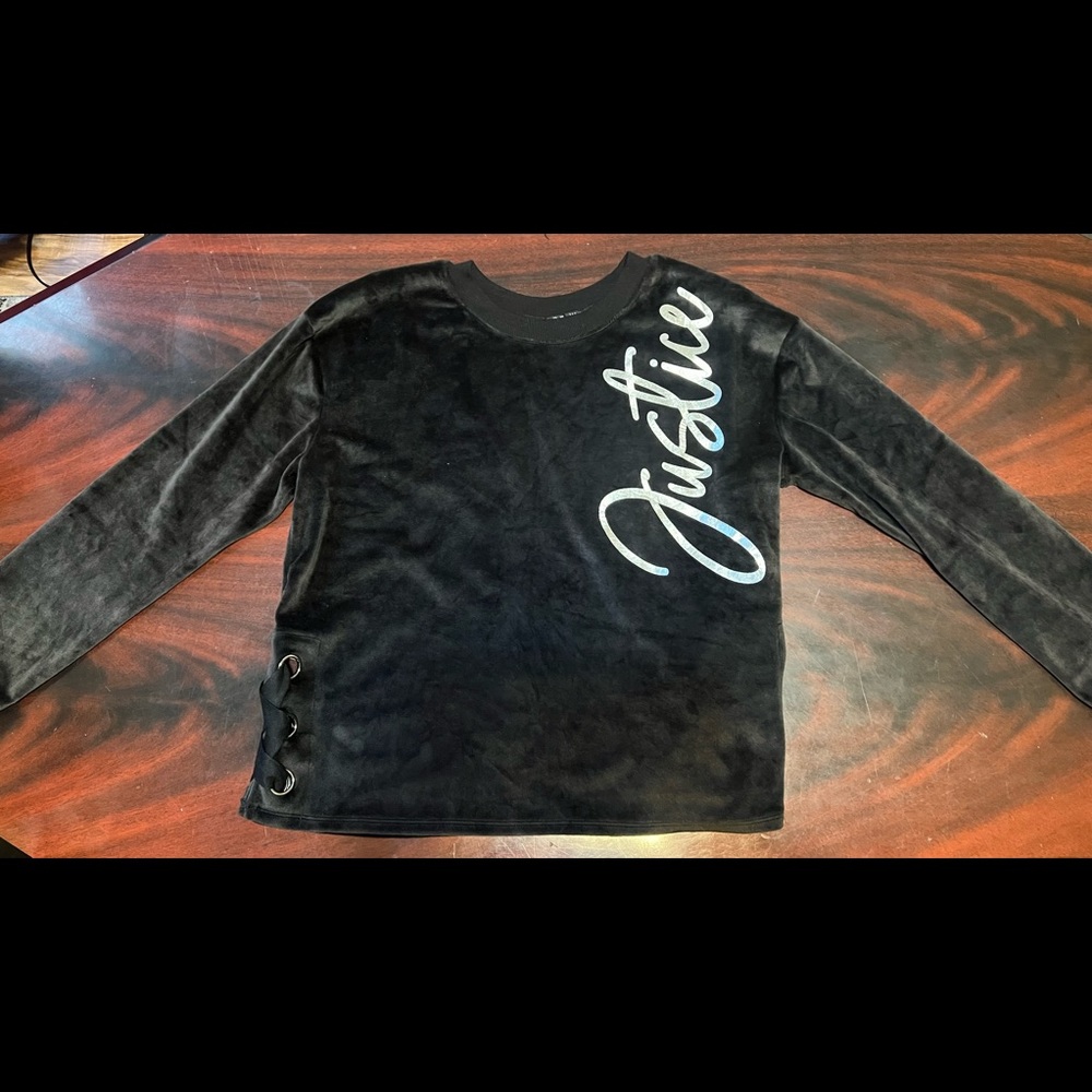 justice velvet sweatshirt